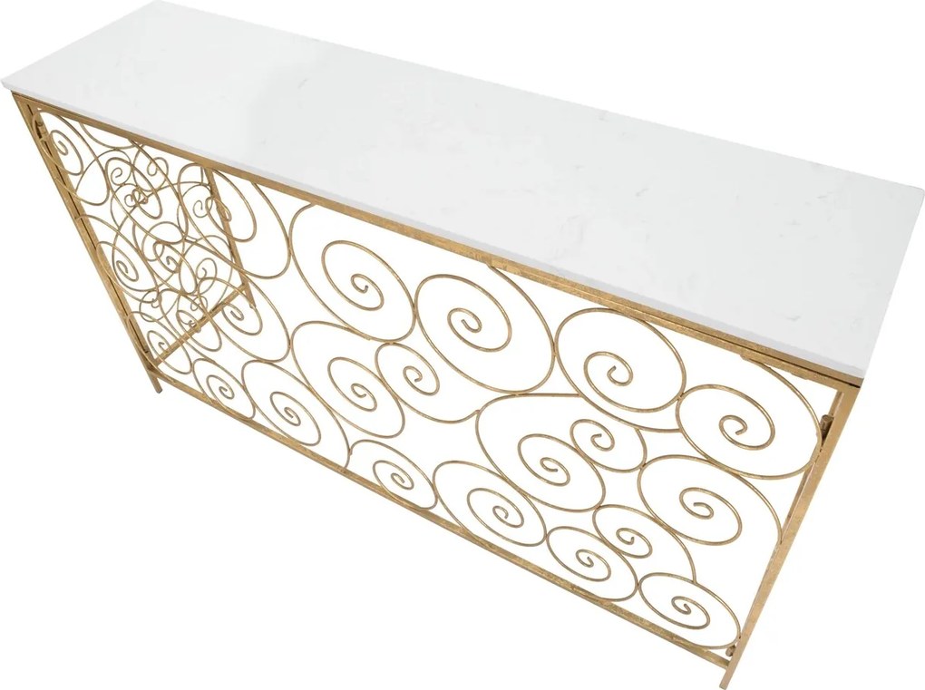 Consola Spiral, Mauro Ferretti, 140x36x82 cm, fier, auriu
