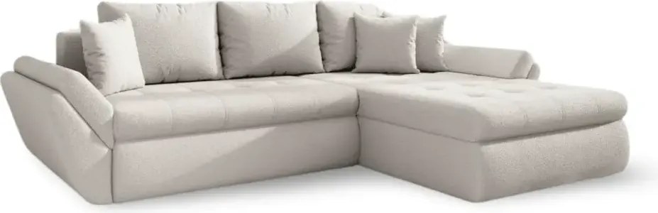 Colțar extensibil dumonde cu ladă de depozitare si sezut confortabil din spuma high-density, Loana Euphoria Ivory II 270x185 cm