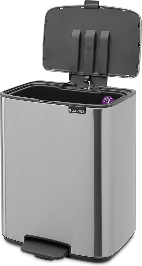 Coș de gunoi argintiu mat cu pedală din oțel 12 l Bo – Brabantia