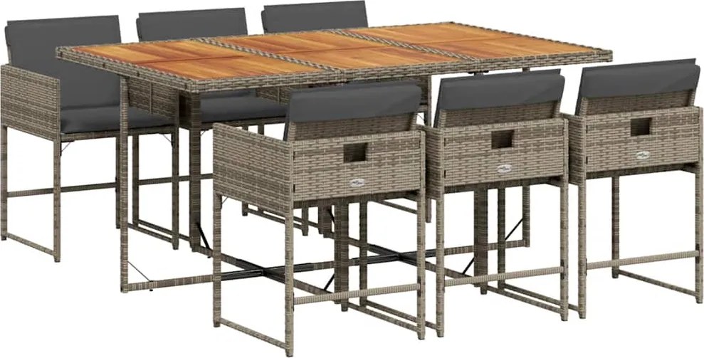 vidaXL Set mobilier de grădină cu perne, 7 piese, gri, poliratan