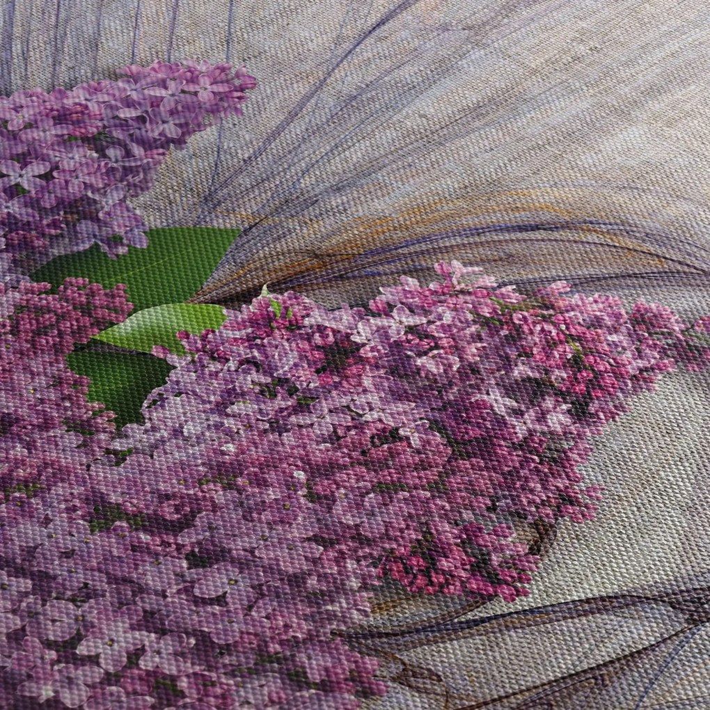 Tablou - Flori de liliac (cu ceas) (90x30 cm)