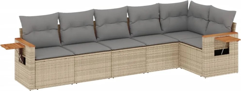 vidaXL Set canapele de grădină cu perne, 6 piese, bej, poliratan