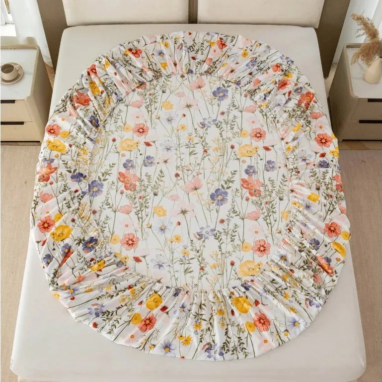 Cearsaf din microfibra WILDFLOWERS colorat 180x200 cm