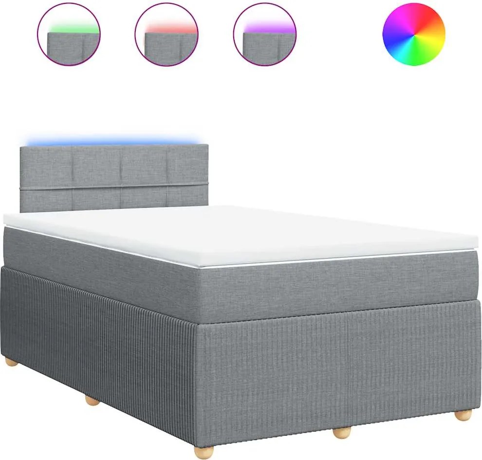 vidaXL Pat continental cu saltea, gri deschis, 120x200 cm, textil