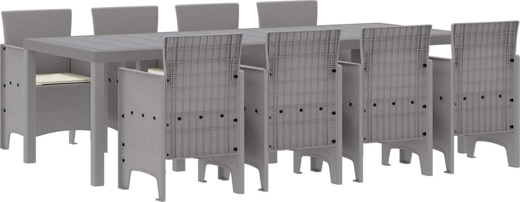 vidaXL Set de masă pentru grădină 9 pcs Alb Polipropilenă