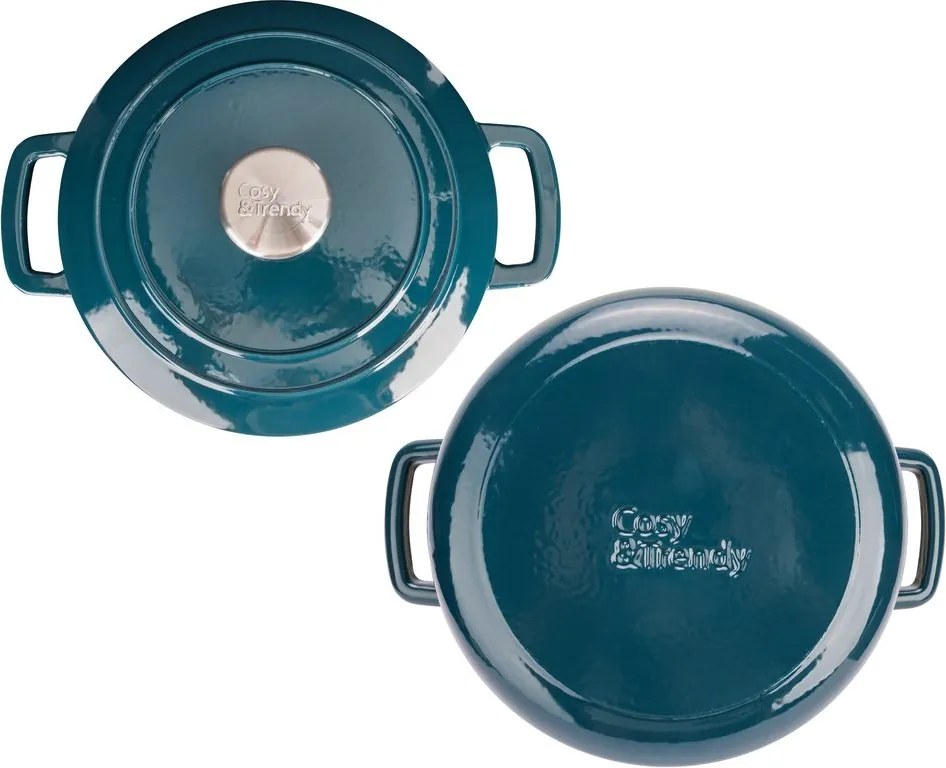 Oală fontă emailată cu capac 24 cm 4,6 L Verde Heron Fontestic Cosy &amp; Trendy 1485524