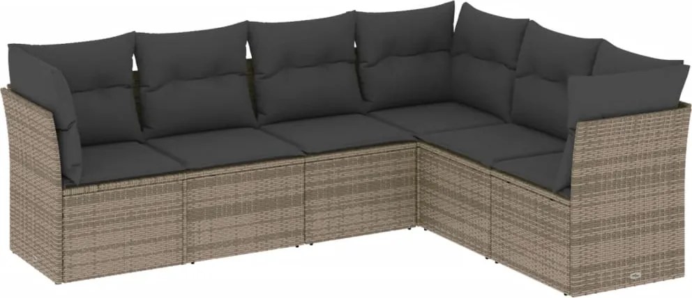 vidaXL Set mobilier grădină cu perne, 6 piese, gri, poliratan