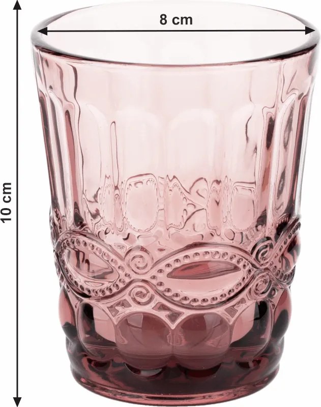 Set de pahare de apă, 6buc, 240 ml, roz, FREGATA TYPE 2