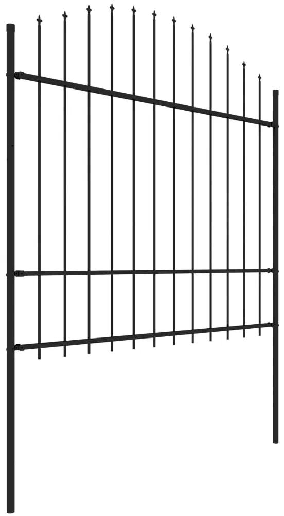 Gard de gradina cu varf sulita, negru, (1,5-1,75)x11,9 m otel 1, 150-175 cm, 11.9 m