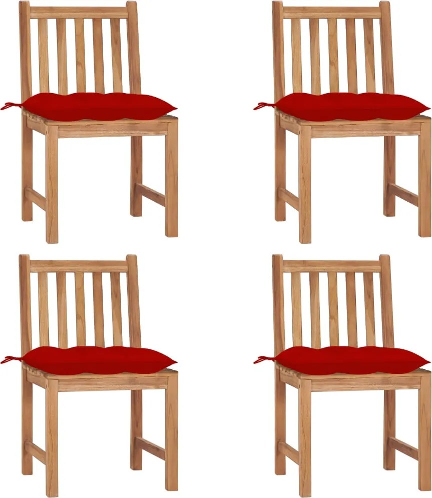 vidaXL Scaune de grădină cu perne, 4 buc., lemn masiv de tec