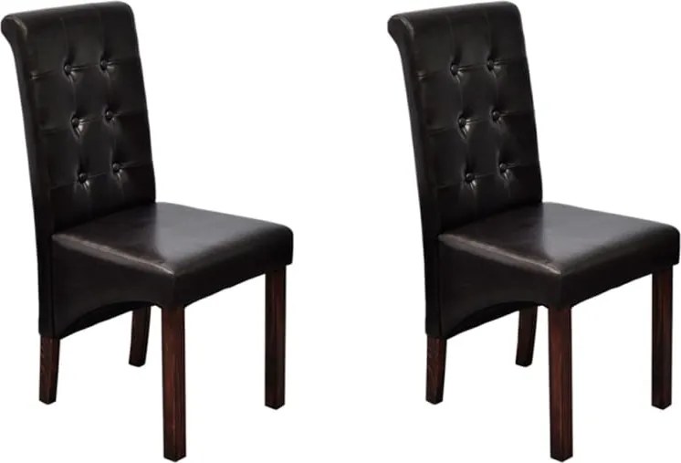 vidaXL Scaune de bucătărie, 2 buc., maro, piele ecologică