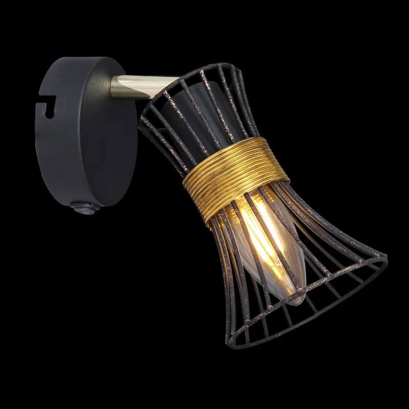 Aplica de perete metalica negru-aurie PURRA 54814-1 GL