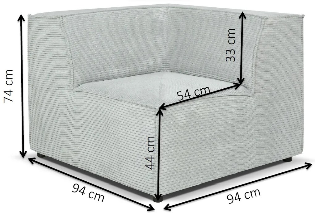Canapea două locuri Cuboid R (Gri). 1071643