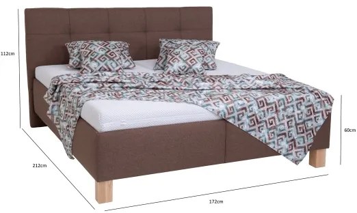 Pat tapițat cu spațiu de depozitare MARIA, 160 x 200 cm, fără saltea, maro