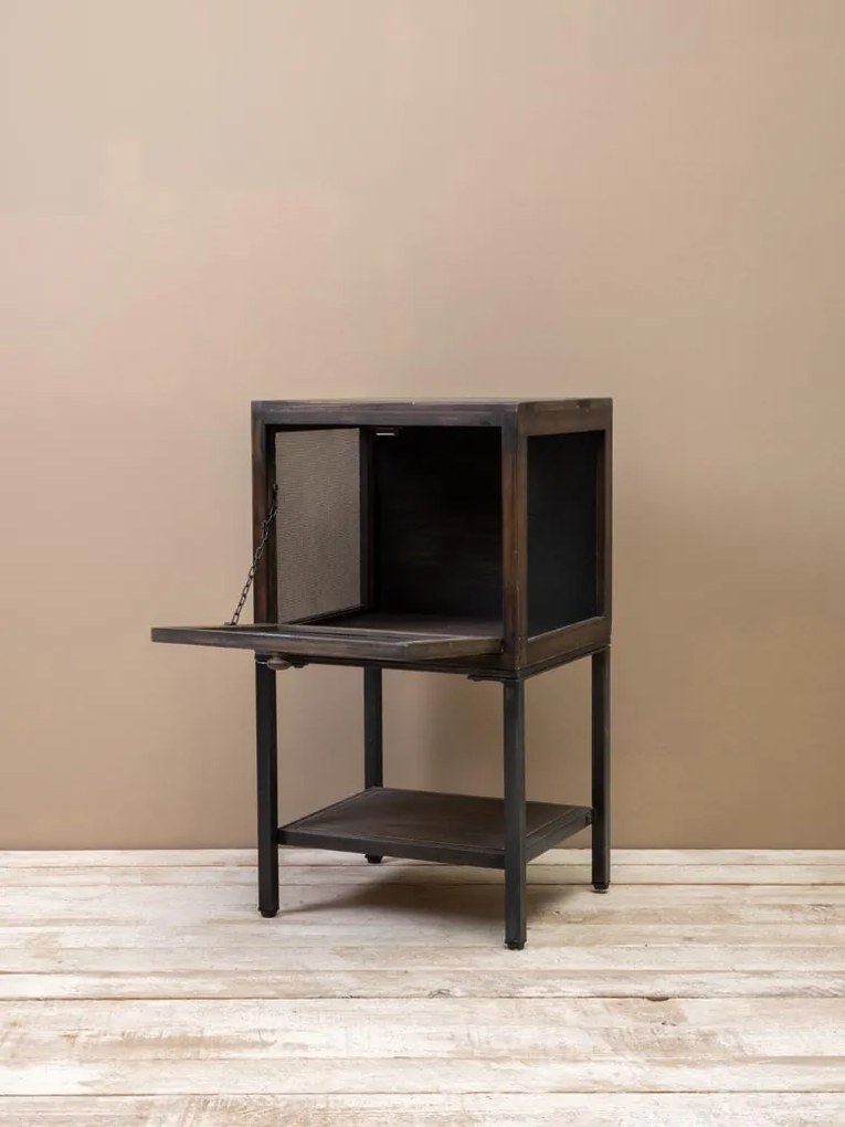 Noptiera din lemn de pin, aspect vintage, Mesh
