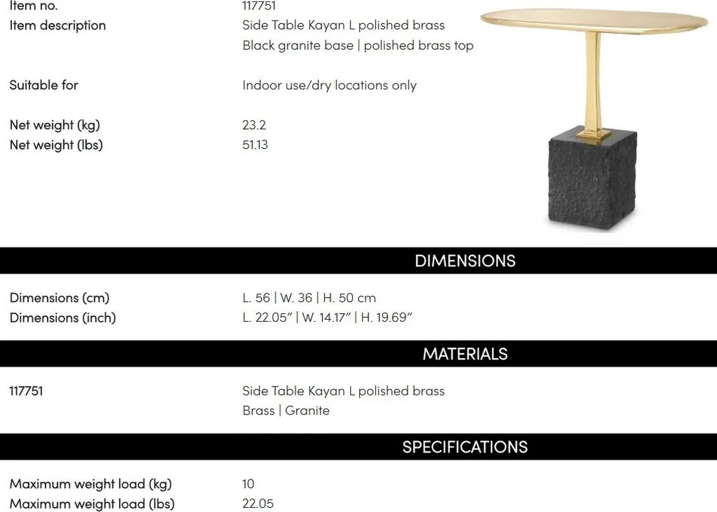 Masuta laterala design LUX Kayan L