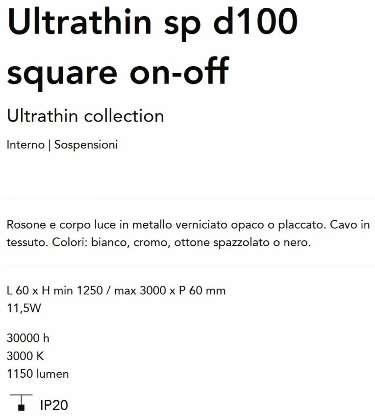 Pendul LED minimalist Ultrathin sp d100 square on-off alama