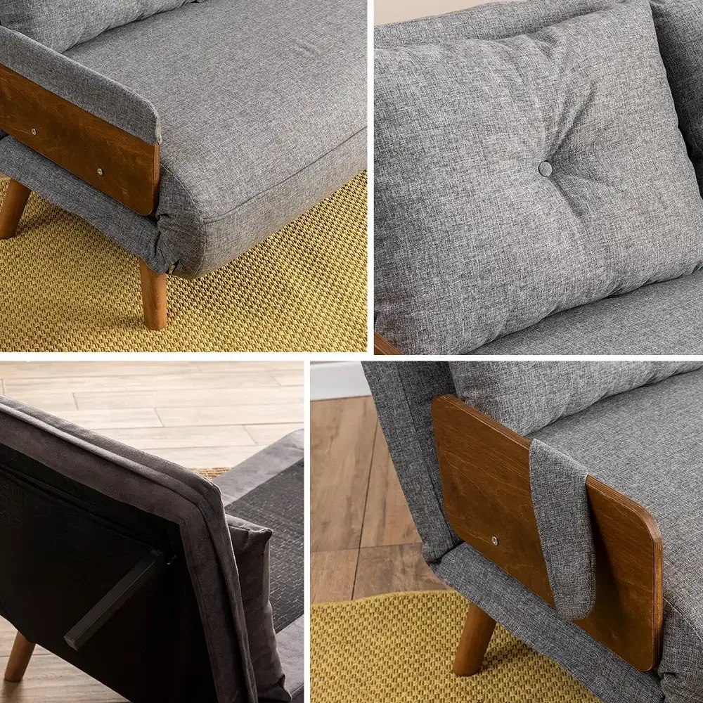 Canapea extensibilă 2 locuri modernă 190x120 cm – stofă gri – Esme