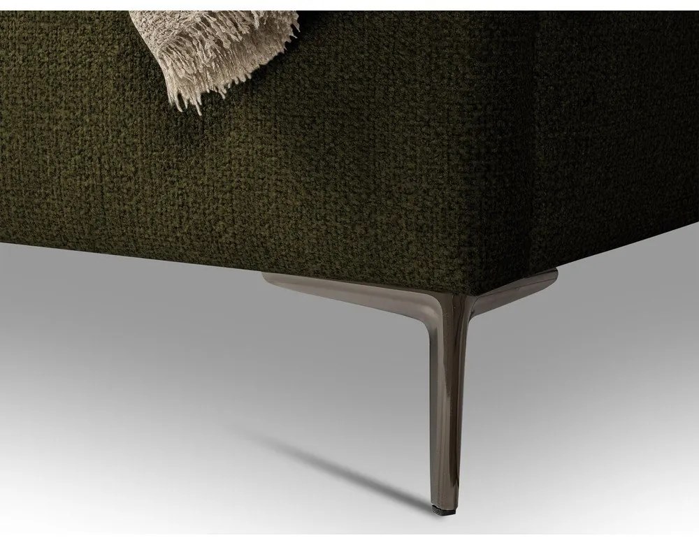 Pat matrimonial verde închis tapițat cu somieră 160x200 cm Makana – Makamii