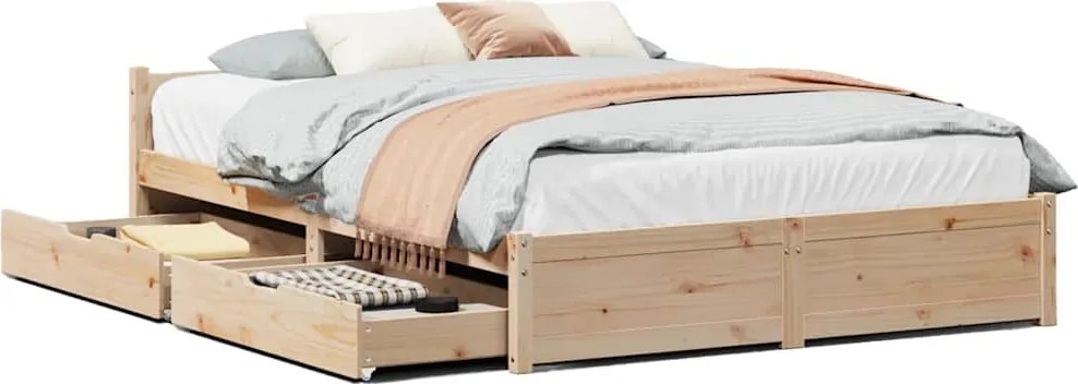 vidaXL Cadru de pat fără saltea, 150x200 cm, lemn masiv pin