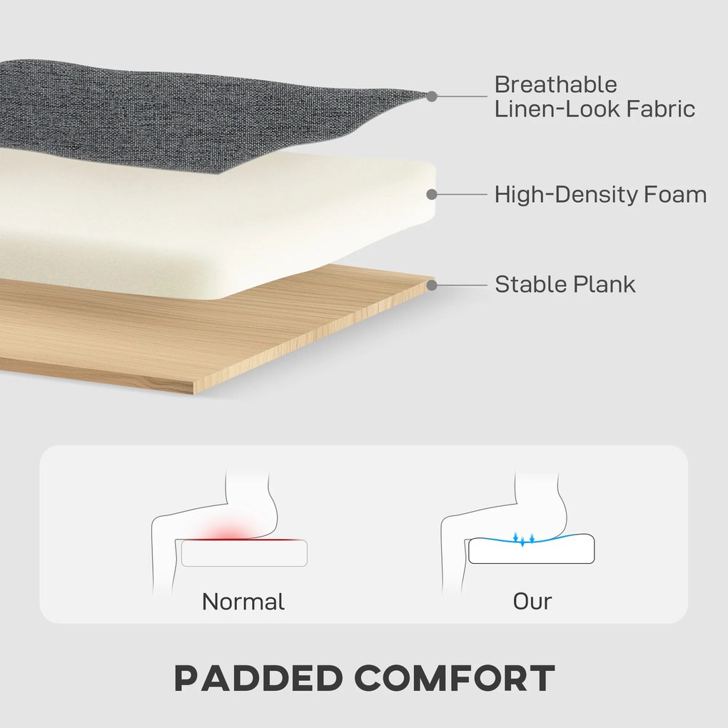 HOMCOM Canapea Extensibilă cu 3 Locuri cu Șezlong și Spațiu de Depozitare, 197x129x85 cm, Gri Închis | Aosom Romania