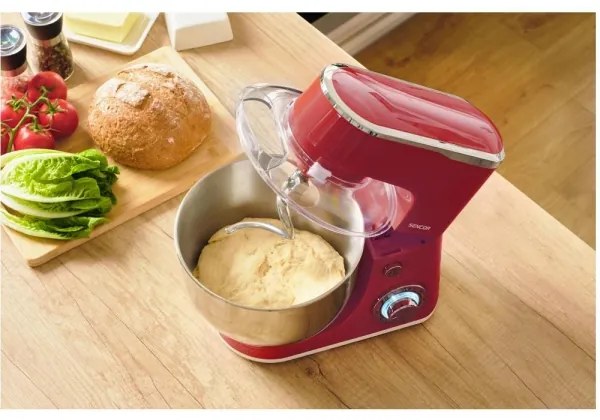 Sencor - Robot de bucătărie cu bol din inox 1300W/230V roșu