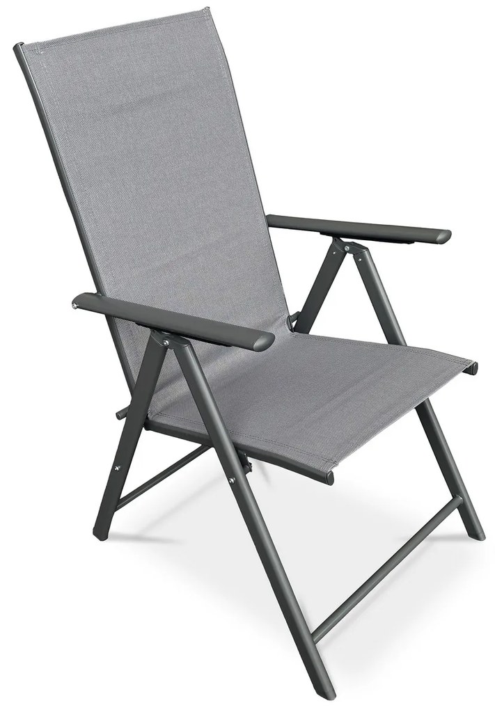 Autronic Scaun de grădină, metal, textil, gri,AZC-S1 116 GREY