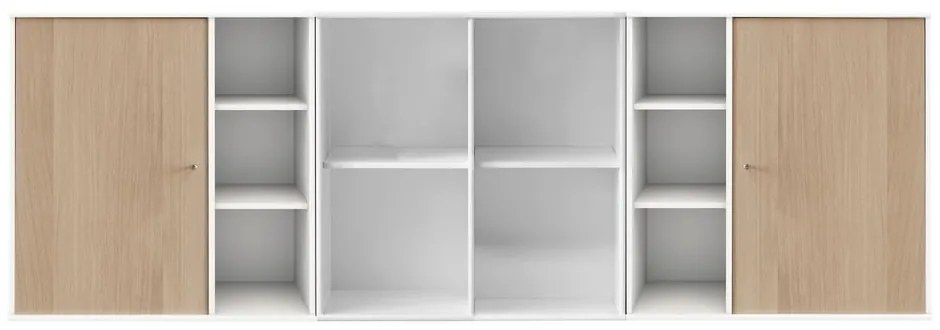 Comodă albă de perete cu aspect de lemn de stejar Hammel Mistral Kubus, 206 x 69 cm