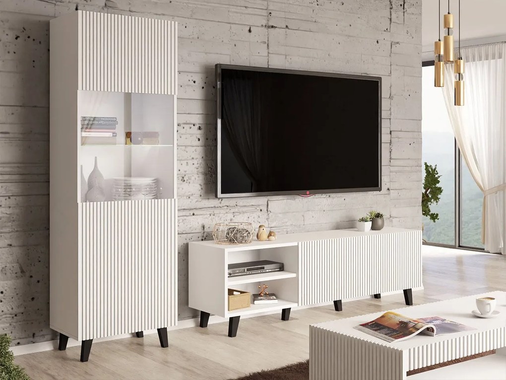 Set mobilier living II Simoon (Alb + Alb + Negru). 1070682