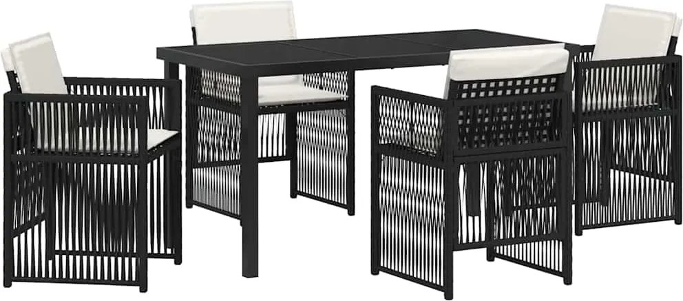 vidaXL Set de masă pentru grădină 5 pcs Negru