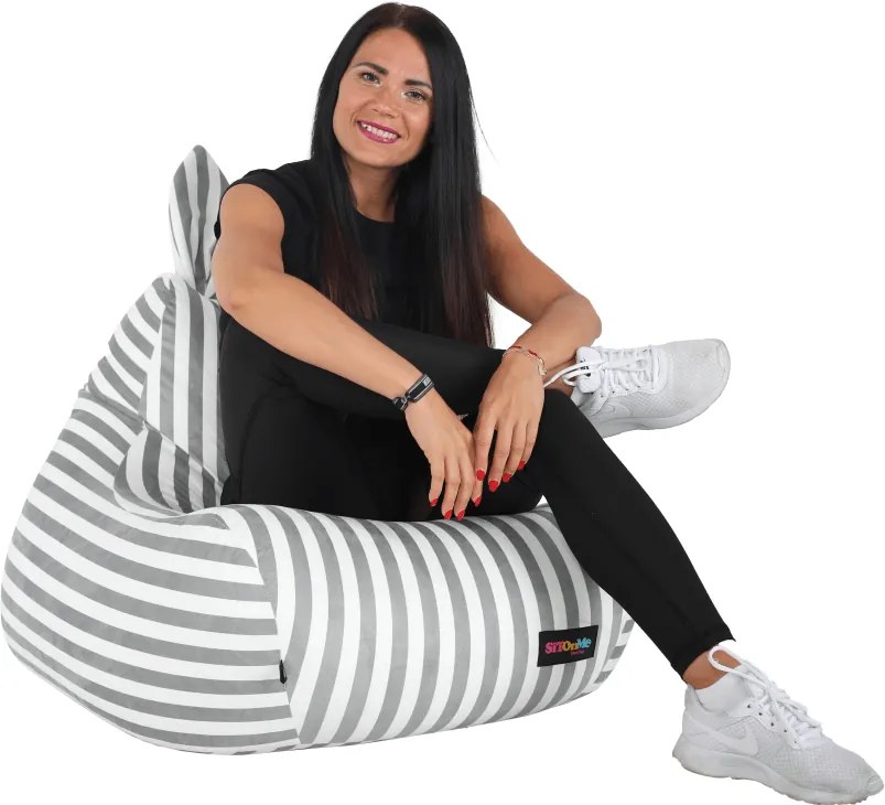 Fotoliu tip sac, alb/gri, LAPIN