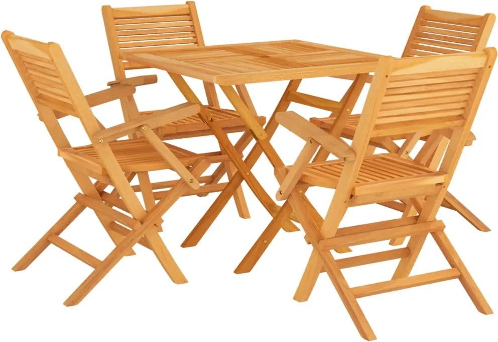vidaXL Set masă pentru grădină, lemn masiv de tec, 5 piese
