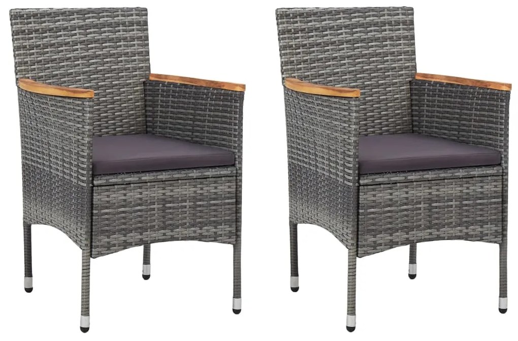 vidaXL Scaune de grădină, 2 buc., gri, poliratan