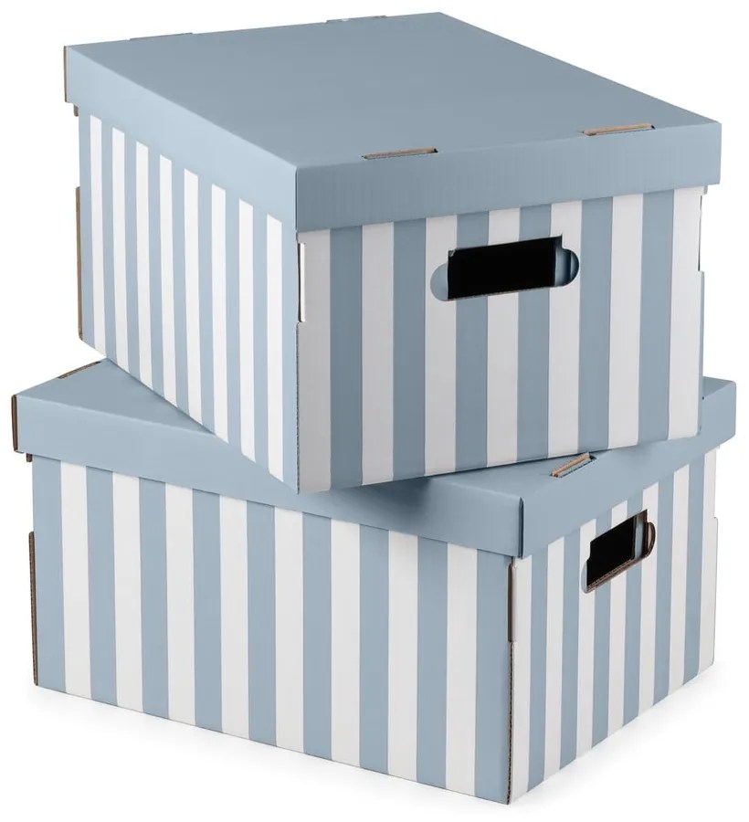 Cutii de depozitare din carton cu capac 2 buc. Stripes – Compactor