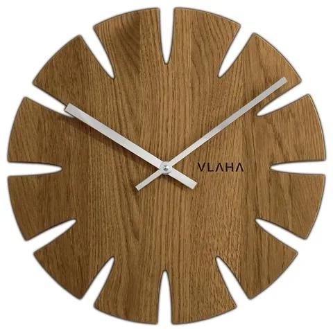 Ceas de perete Vlaha VCT1014, din stejar,  diam. 32,5 cm, argintiu
