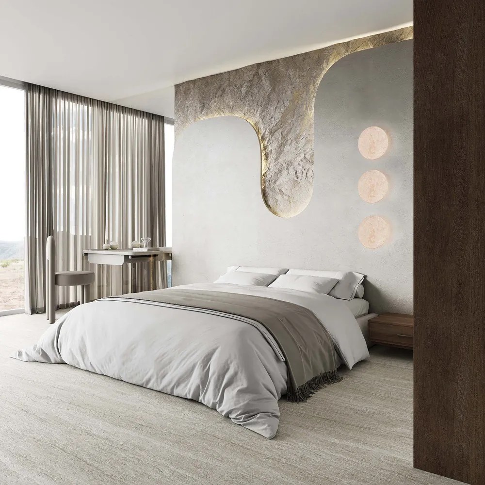 Aplică de perete alb mat LED cu intensitate reglabilă din piatră Bobbin – Trio Select