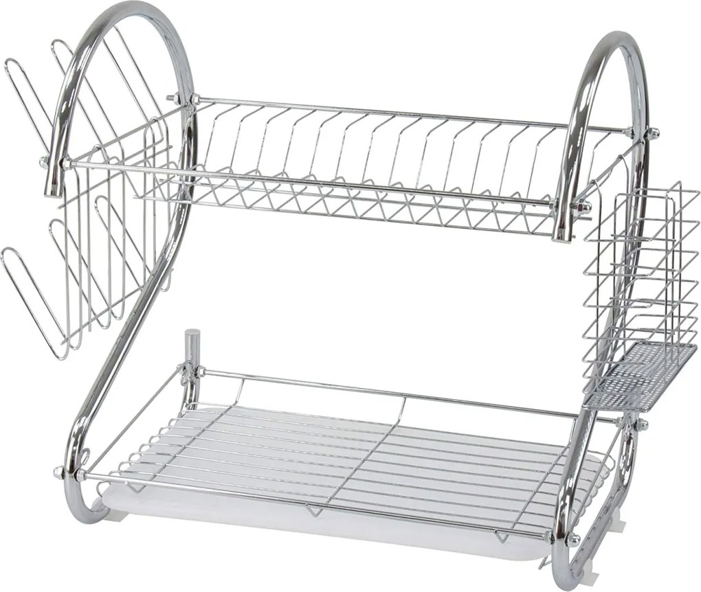 Scurgător Vase Inox W1050, 2 Niveluri, Tavă Retractabilă, Crom, 50cm
