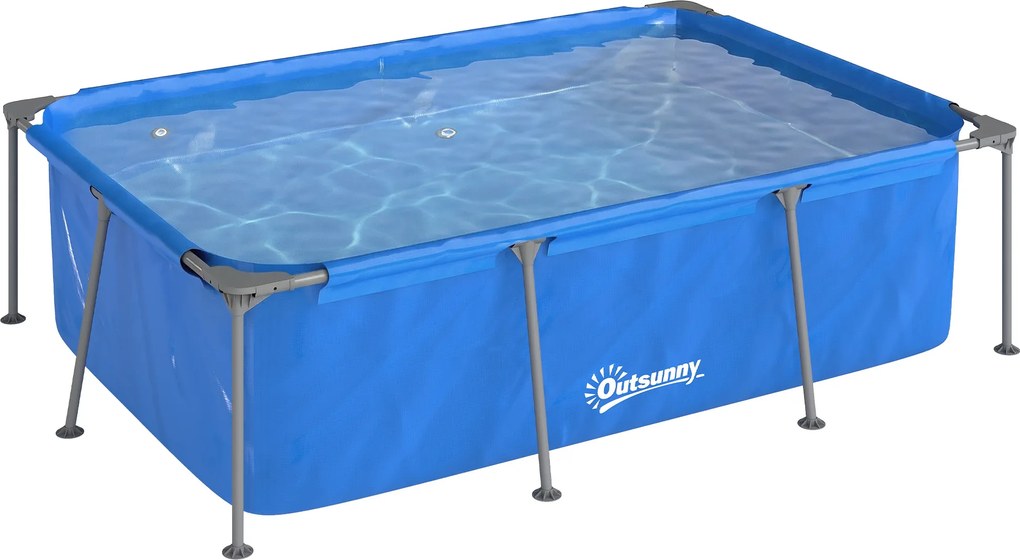 Outsunny Piscină dreptunghiulară cu structură metalică și pompă de filtrare, 260 x 181 x 67 cm, Albastru | Aosom Romania