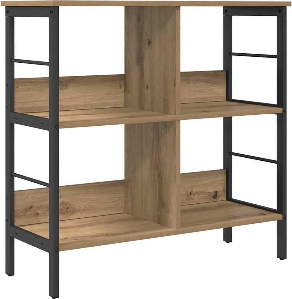 vidaXL Raft pentru cărți Stejar Artizanal 82 x 32 x 79 cm