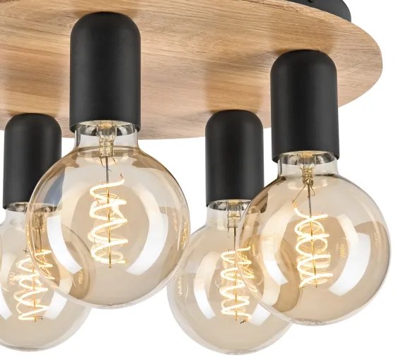 Plafonieră DUSTY 5xE27/15W/230V d. 34 cm stejar/negru