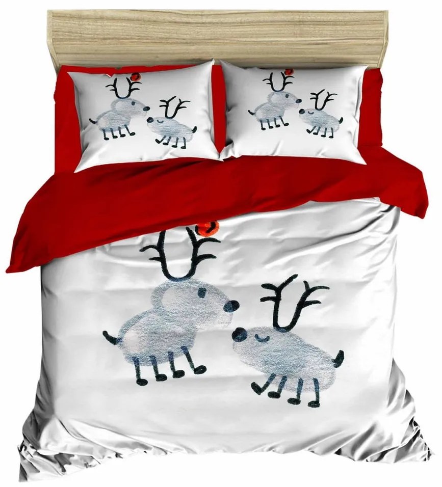 Lenjerie de pat dubla Xmas-440, Pearl Home, 3 piese, amestec bumbac, multicolor