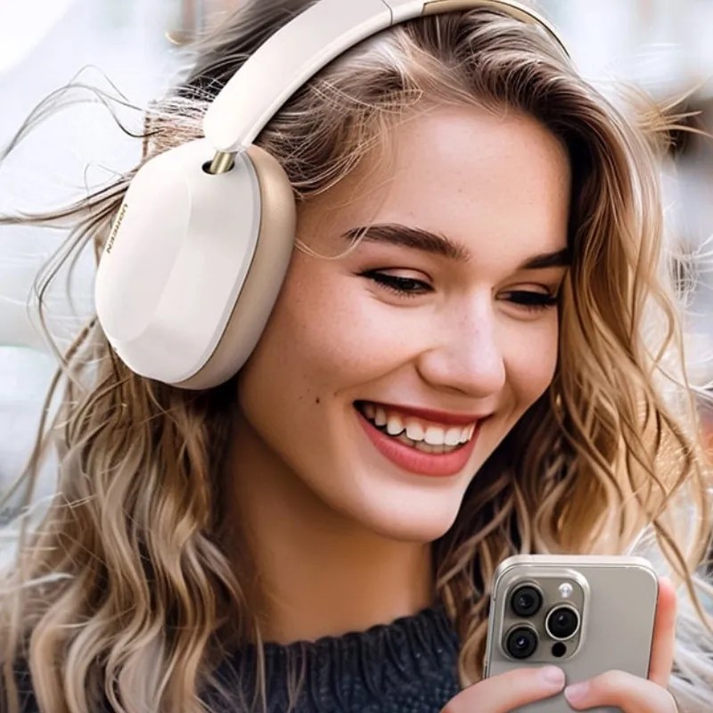 Casti fara fir UGREEN HiTune ANC Max5c HP203, Pana la 75 de ore, Spatial Audio, Hi-Res, Anulare hibrida a zgomotului (ANC), Pliabile, Alb