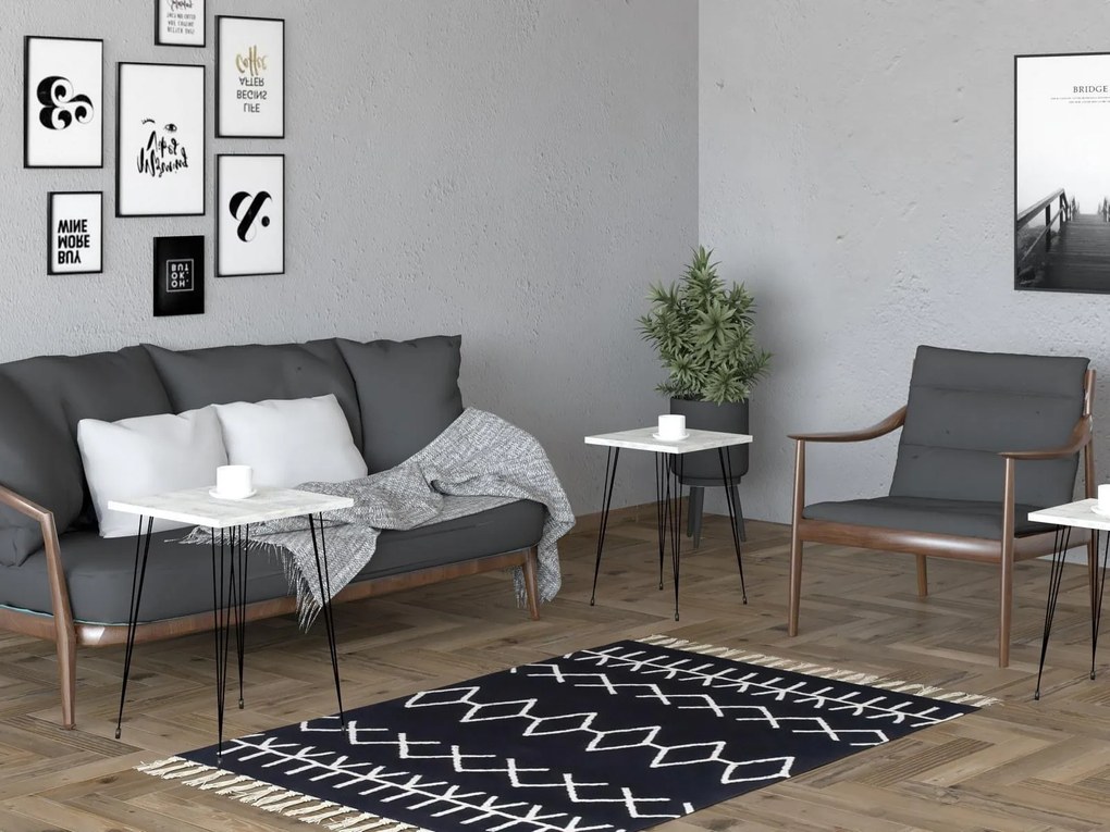 Set 3buc. măsuțe cafea Pakamo (negru + cristal) . 1094320