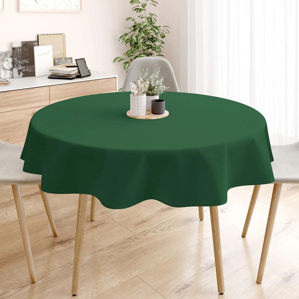 Goldea față de masă loneta - verde închis - rotundă Ø 130 cm