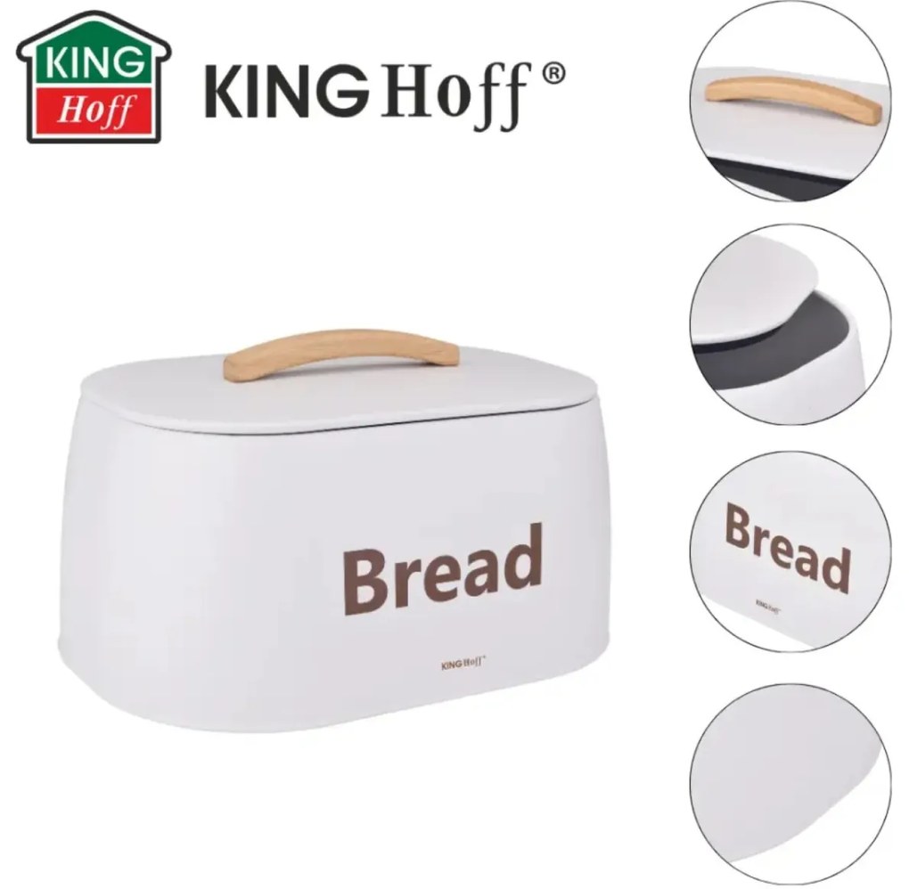 Cutie pentru pâine din metal, 34×24×18.5 cm, albă, Kinghoff KH-1947