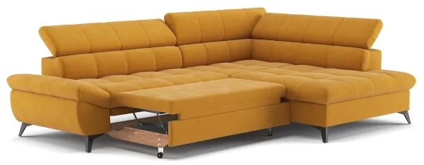 Canapea colțar extensibilă în L MARANO, dreapta, portocalie