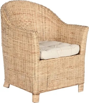 Fotoliu din rattan natural împletit manual cu pernă de șezut, 67×64×86 cm, „Palma"