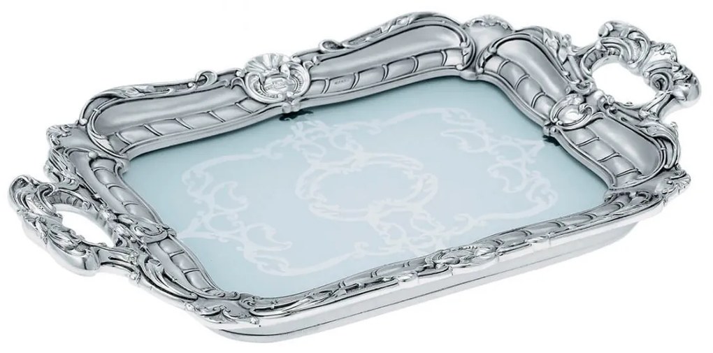 Tava cristal si argint Baroque Square