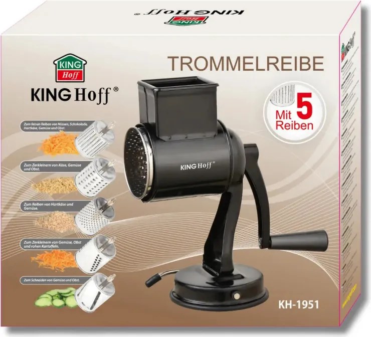 Kinghoff rabotat rotativ KH 1951, 5 atașamente detașabile, Oțel inoxidabil, Negru