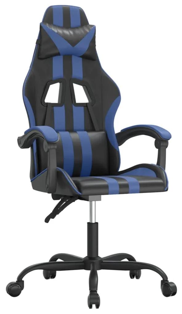 Scaun de gaming pivotant, negru si albastru, piele ecologica 1, Negru si albastru, Fara suport de picioare